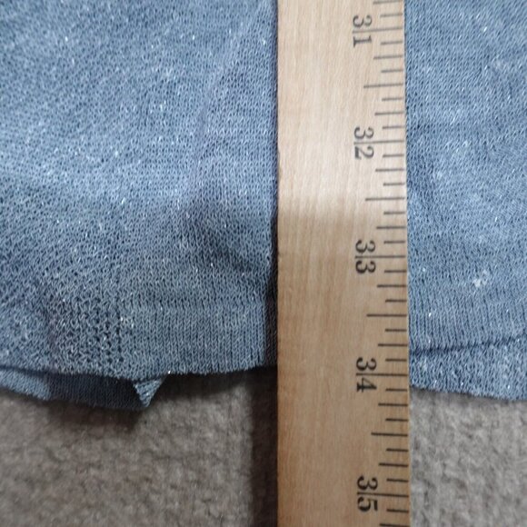 Eileen Fisher Womens Sweater Large Blue Open Front Loose Knit Organi Linen Blend - Picture 7 of 9